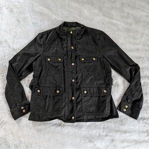J. Crew Black Utility Jacket with Gold Buttons Size L